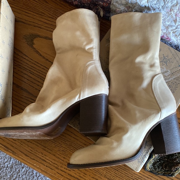 Free People Elle Block Heel Boots Beige - Picture 4 of 11